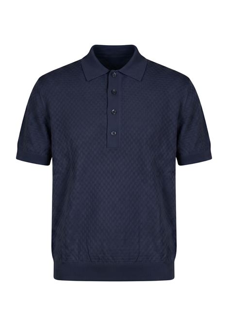 Paolo Pecora Milano Men's Textured Cotton Polo Gauge 16 - Navy Blue 6685 PAOLO PECORA |  | A046 F1006685